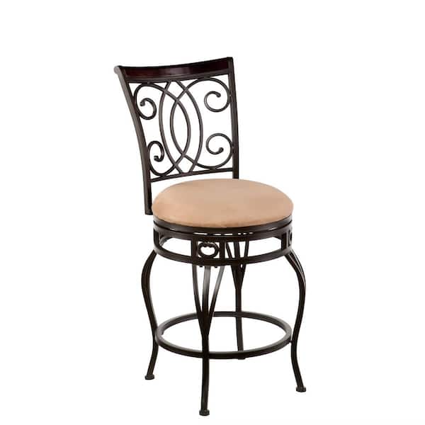 Southern Enterprises Jerry 25 in. Dark Champagne Swivel Cushioned Bar Stool