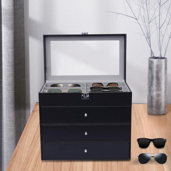 Sunglasses Storage Box With 4 Clear Divided Drawers For Glasses Cosmetic  Tabletop Display Organizer Holder Stationery Storage - AliExpress