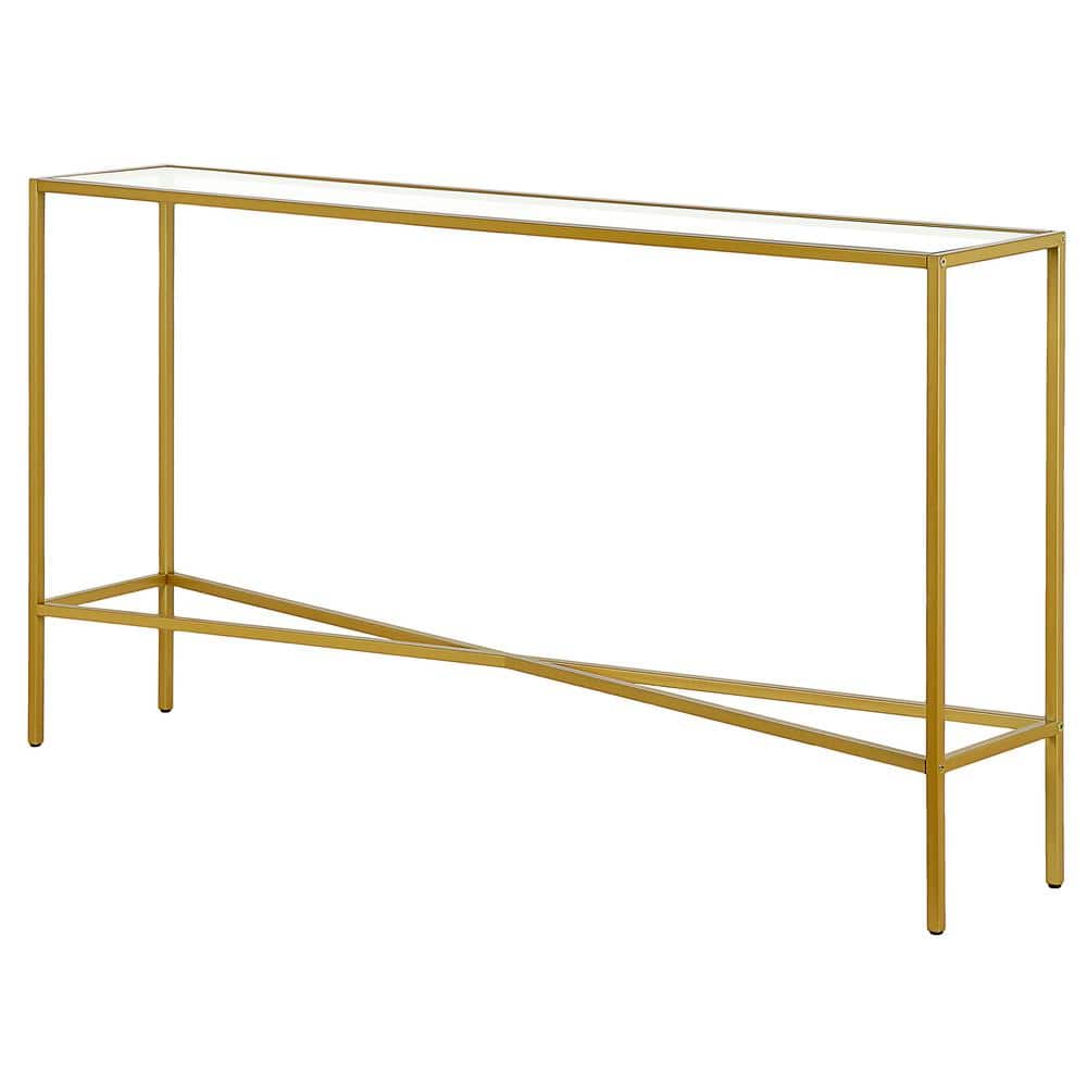 Henley Brass and Glass 55" Industrial Console Table with Storage