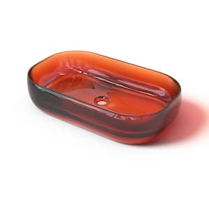 Oval Solid Surface Bathroom Vessel Sink in Transparent Red