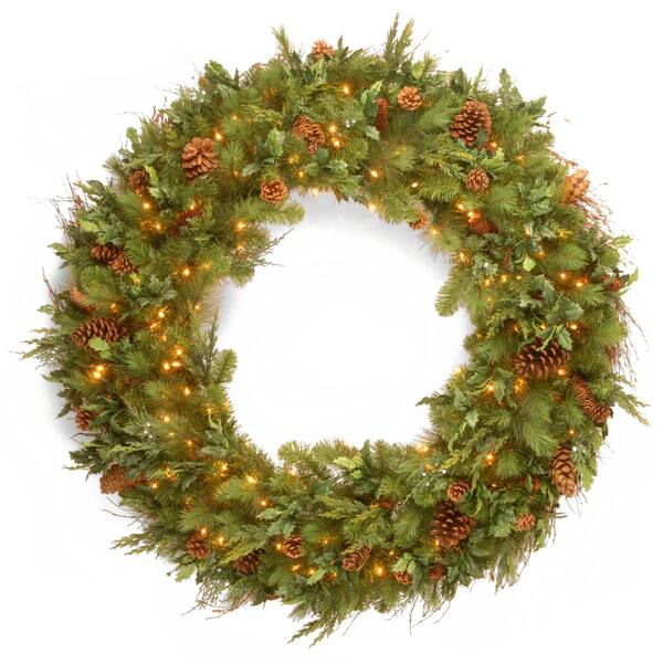 National Tree Company 48 in. Decorative Collection Juniper Mix Pine Artificial Wreath with LED Lights