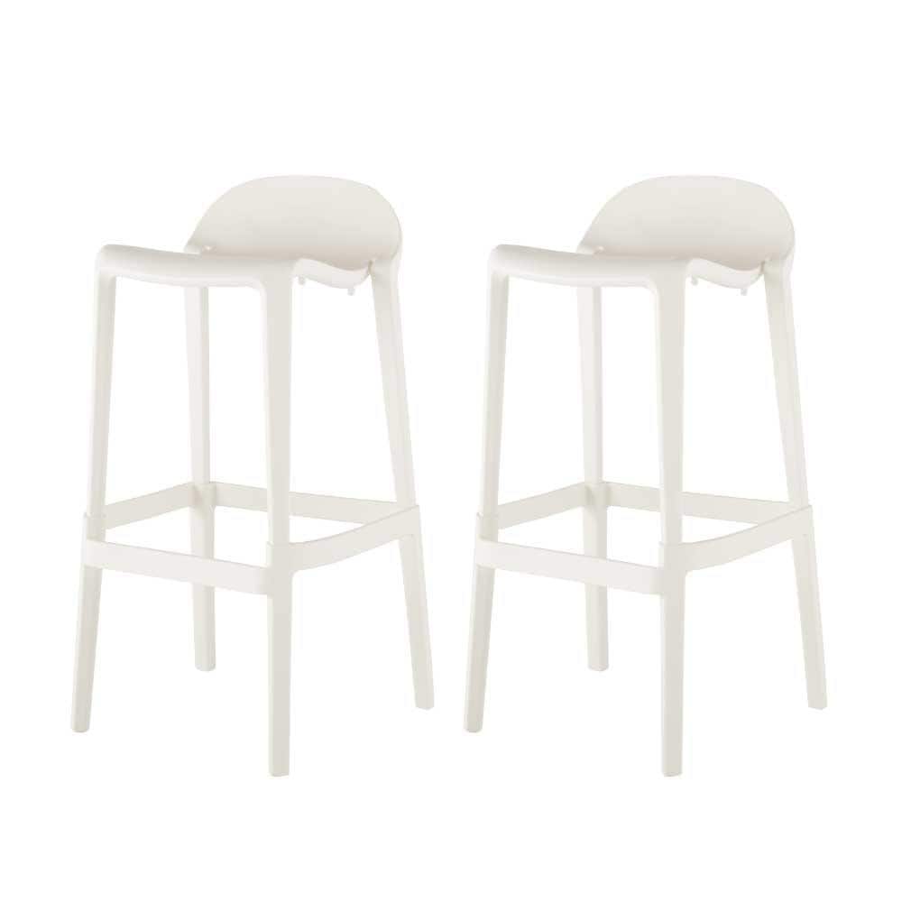 Lagoon Joyous 25" White Saddle Style Barstool, Set of 2