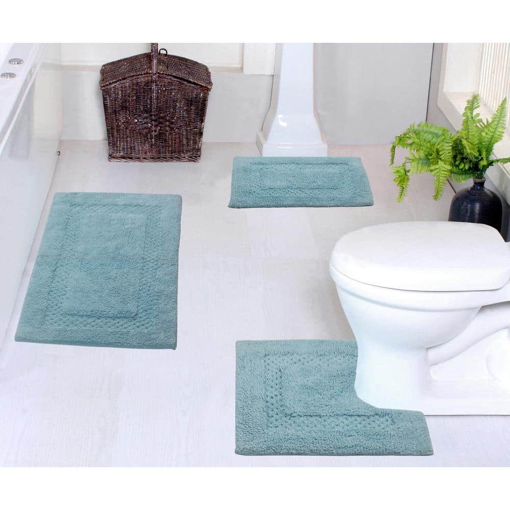 HOME WEAVERS INC Classy 100 Cotton Bath Rugs Set, Machine Wash, 3Pcs