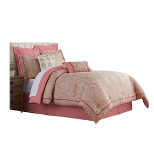 Hillside Manor 4-Piece Pink Cotton Queen Comforter Set