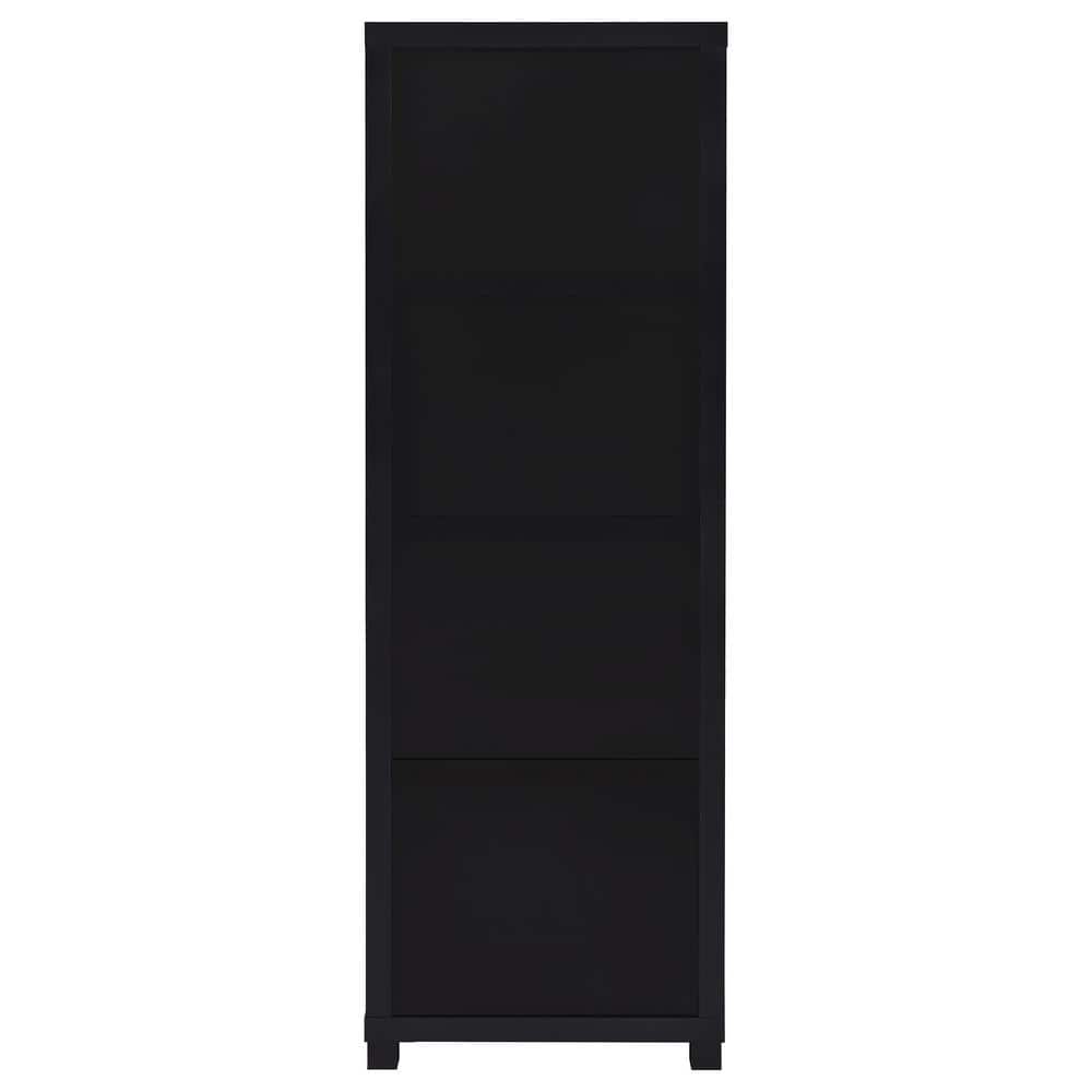 Black 3-Shelf Media Tower with Cabinet