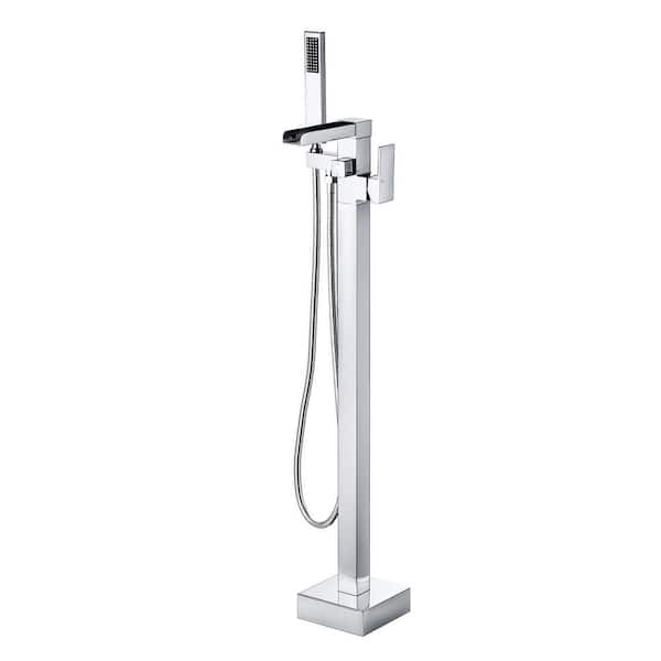 AVITAS Single-Handle Roman Claw Foot Freestanding Tub Faucet Bathtub Filler with Hand Shower in. Polished Chrome