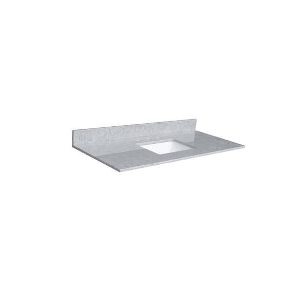 Unbranded 31 in. W x 22 in. D Engineered Stone Composite Vanity,Top in Carrara Gray,with White Rectangular Single Sink