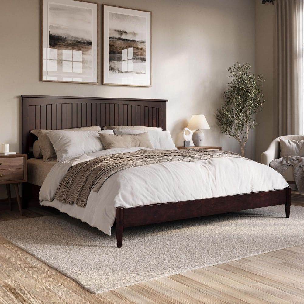 Naples Espresso Black Solid Wood Frame King Low Profile Platform Bed price history on PriceWatchPro