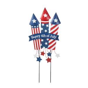 30 in. H Patriotic/Americana Firecracker Yard Stake or Wall Decor (KD, Two Function)
