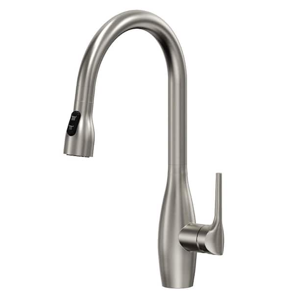 16 in. Height 2-Spray 360° Spout Swivel Single-​Handle Pull Down Sprayer Kitchen Faucet 1.8 GPM in Stainless Steel