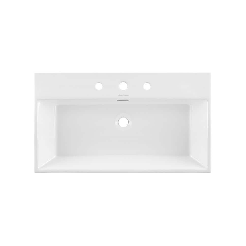 Claire 30" White Ceramic Wall-Mount Rectangular Bathroom Sink