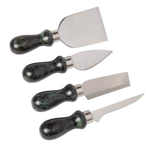 Natural Green Marble Handle Set of 4-Piece 2.5 in. Stainless Steel Cheese Knife Serving Set
