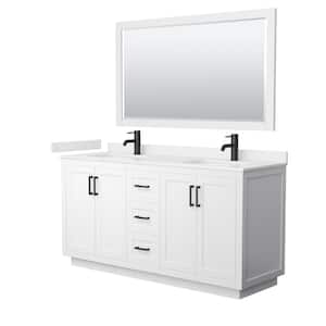 Miranda 66 in. W x 22 in. D x 33.75 in. H Double Bath Vanity in White with White Quart Top and 58 in. Mirror