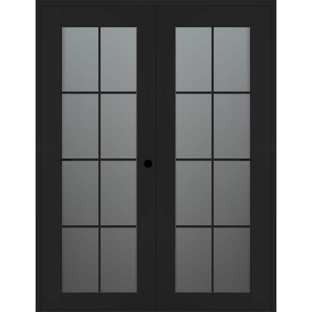 Vana 8-Lite 72 in. x 96 in. Left Active 8-Lite Frosted Glass Black Matte Wood Composite Double Prehung Interior Door price history on PriceWatchPro