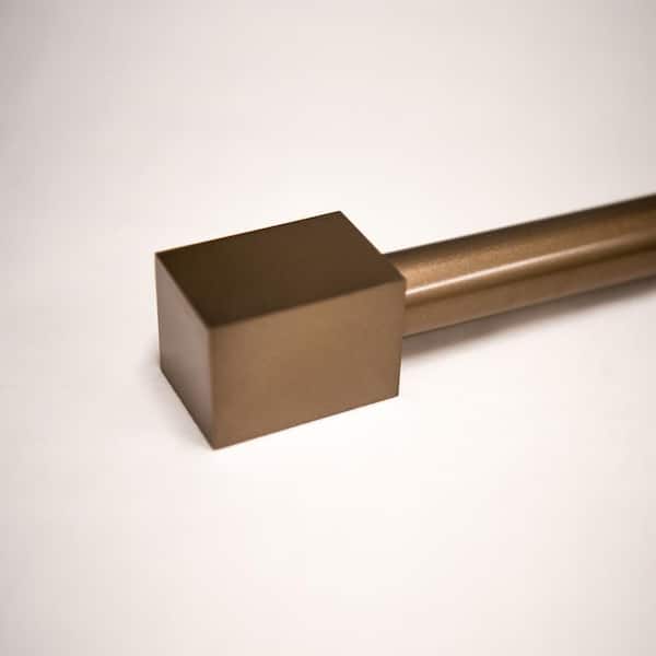 Best Home Fashion 84 in Adjustable Metal Single Curtain Rod with Cuboid Finial in Bronze