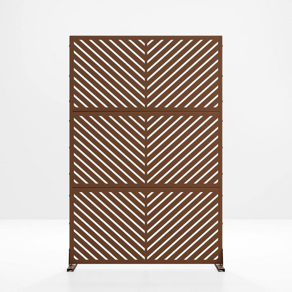 "72"" Hx47"" W Brown Outdoor Freestanding Metal Privacy Screen Decorative Garden Fence" price history on PriceWatchPro