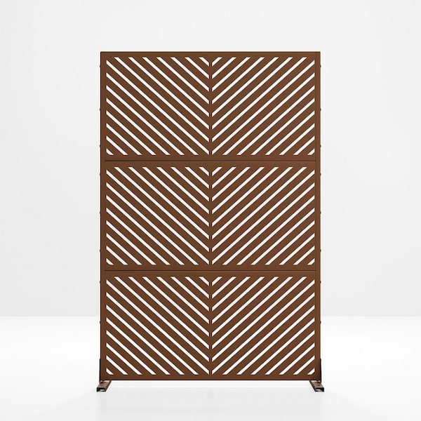 PexFix 72" Hx47" W Brown Outdoor Freestanding Metal Privacy Screen Decorative Garden Fence