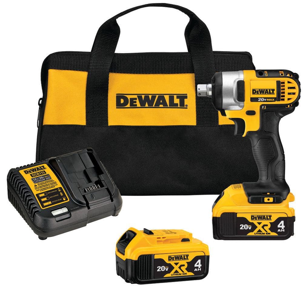 DEWALT 20V MAX Cordless 1/2 in. Impact Wrench Kit with Detent Pin, (2) 20V  4.0Ah Batteries, and Charger DCF880M2 The Home Depot