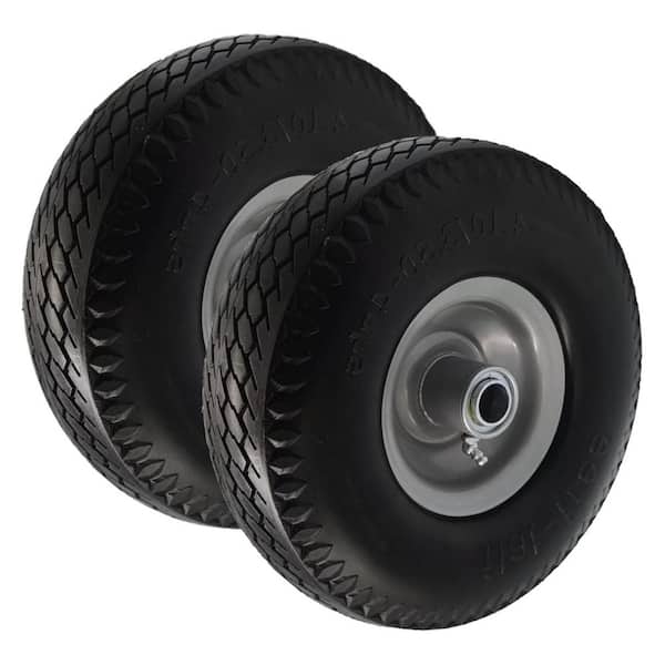 Ogracwheel 10 in. No Flat Replacement Tire, 3/4 in. Bore, 3 in. Center Flat Free Tire and Wheel for Universal Garden Carts (2-Pack)
