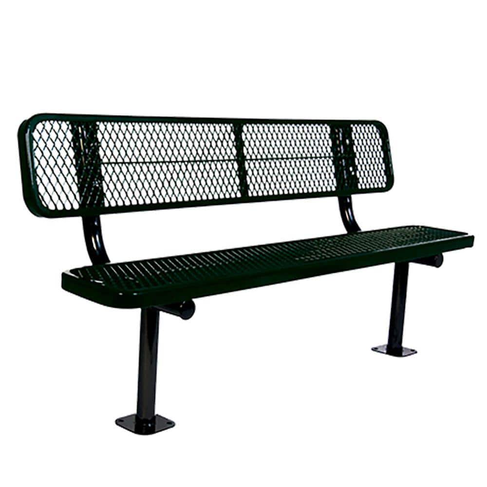 Surface Mount 6 Ft Black Diamond Commercial Park Bench With Back Lc7763 Black The Home Depot