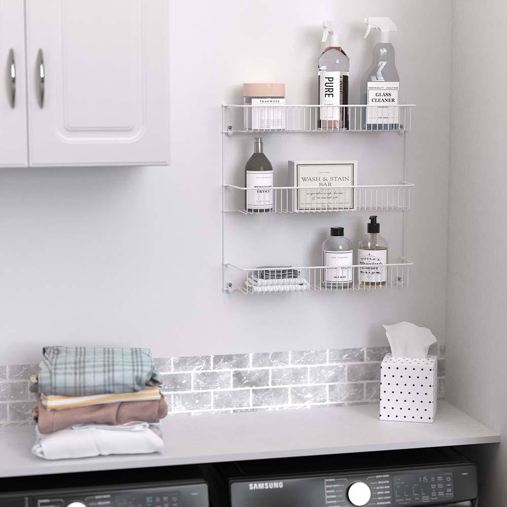 White 3-Tier Wall Mounted Wire Storage Rack
