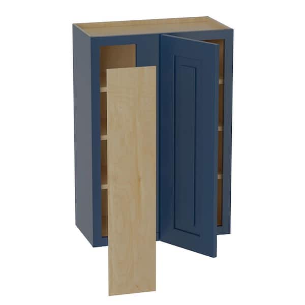 Home Decorators Collection Grayson 24 in. W x 12 in. D x 36 in. H Assembled Plywood Blind Wall Kitchen Cabinet in Mythic Blue with Soft Close LH