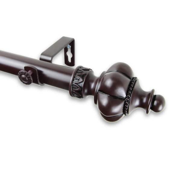 Rod Desyne Terra 160 in. - 240 in. Adjustable 1 in. Dia Single Curtain Rod in Mahogany