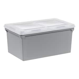44 qts. Wing-Lid Latter Size File Organizer Box in Gray with Clear Lid