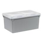 44 qts. Wing-Lid Latter Size File Organizer Box in Gray with Clear Lid