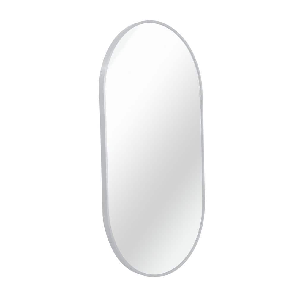 20 in. W x 33 in. H Oval Pill Shaped Aluminum Frame Silver Bathroom Wall Mirror price history on PriceWatchPro