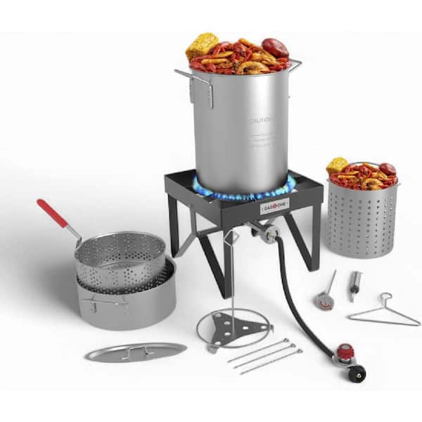 Turkey Fryer Propane Burner Complete Kit - Turkey Fry and Boil - With High Pressure Propane Regulator and Hose