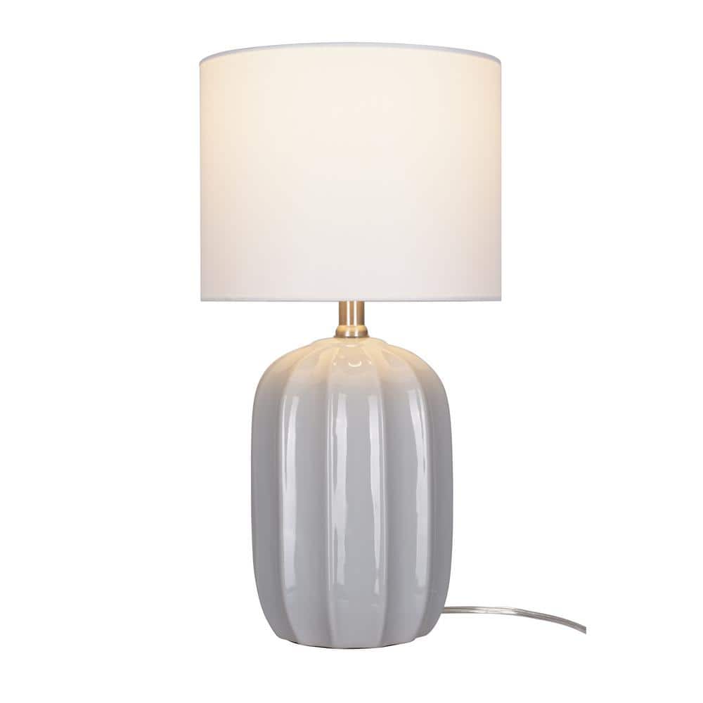 Arcadia 19.5 in. gray Gourd Bedside Table Lamp with White Linen Shade price history on PriceWatchPro