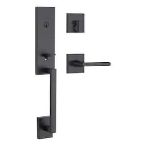 Vancouver Matte Black Single Cylinder Low Profile Handleset with Halifax Lever Featuring SmartKey Security