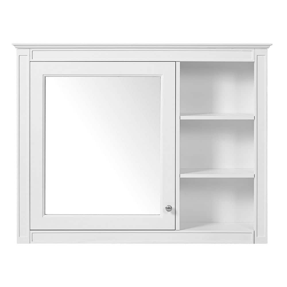 6.70 in. W x 36.00 in. D x 28.00 in. H Bathroom Storage Wall Cabinet in White with Mirror 1-adjustable Shelf price history on PriceWatchPro