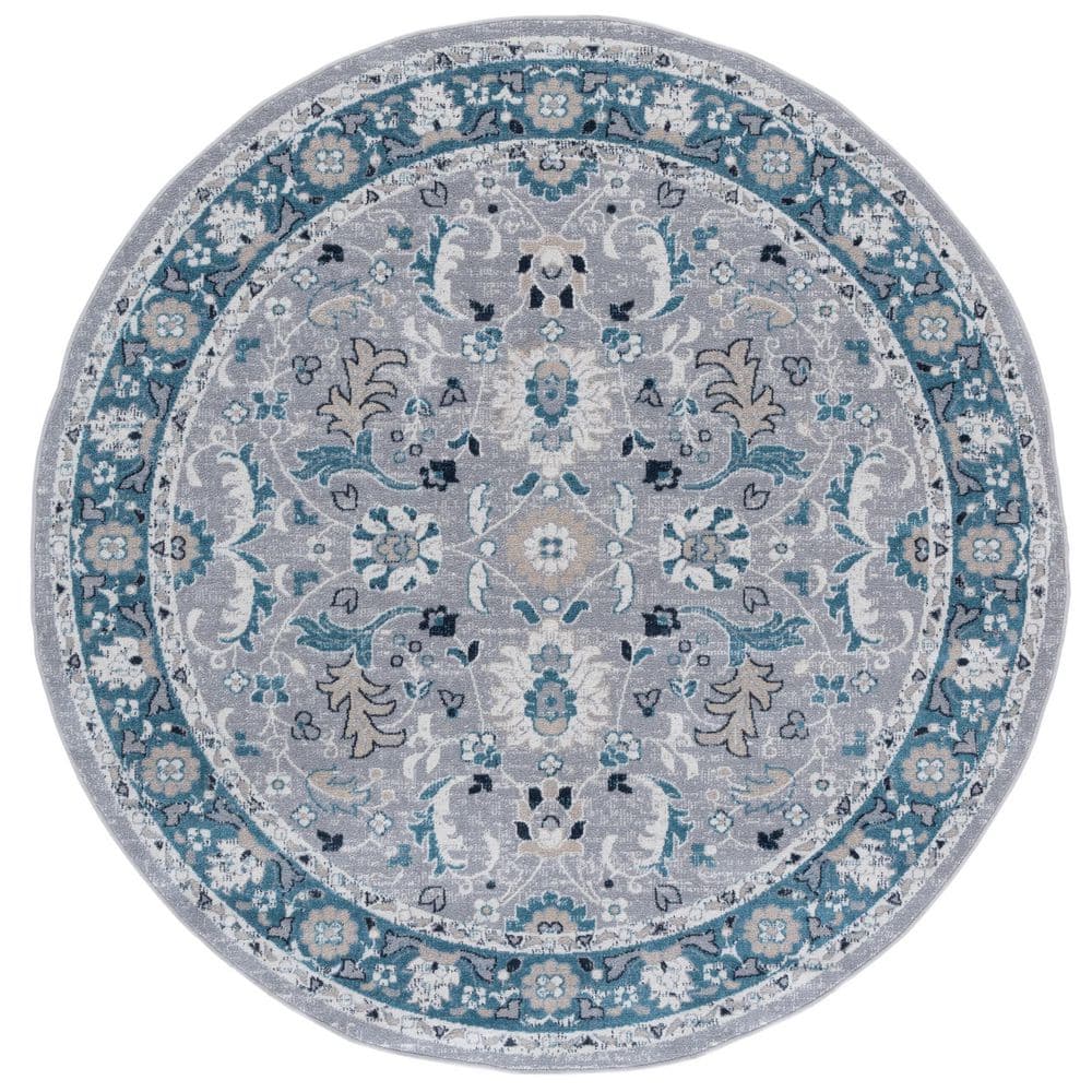 Bayside 7 ft. x 7 ft. Blue/Gray Traditional Floral Round Area Rug price history on PriceWatchPro