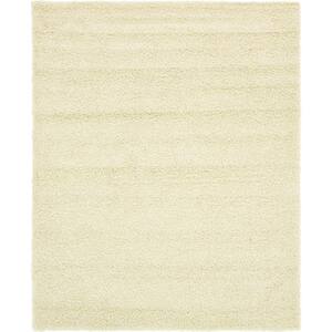 Solid Shag Pure Ivory 8 ft. x 10 ft. Area Rug