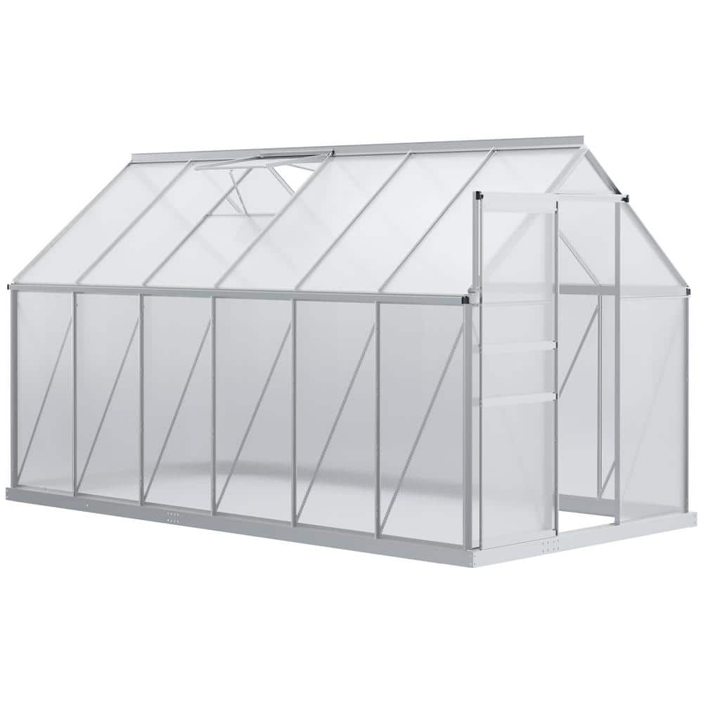 Outsunny 6 Ft. In. W X 12 Ft. In. D Aluminum Silver Walk-in Garden 