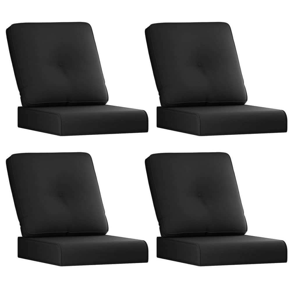 22 in. x 24 in. 4-Piece Thick Outdoor Patio Replacement Cushion Set with Zipper Design for Lounge Chairs in Black price history on PriceWatchPro