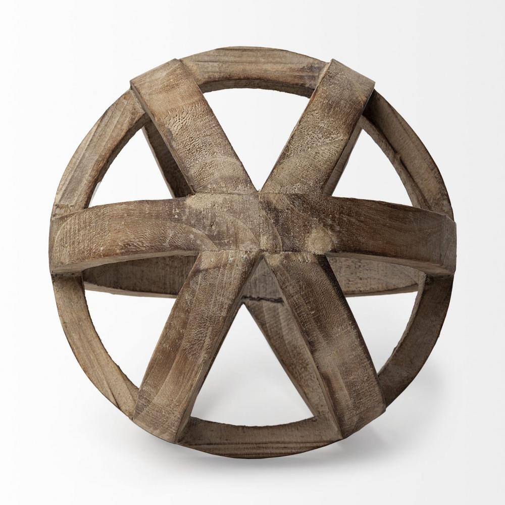 8 in. Medium Brown Solid Wood Hollow Orb Sculpture