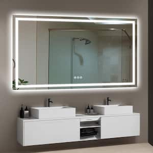 36 in W x 60 in H Rectangular Frameless Wall Mount 3 Colors Dimmable Anti-fog LED Bathroom Vanity Mirror with Memory