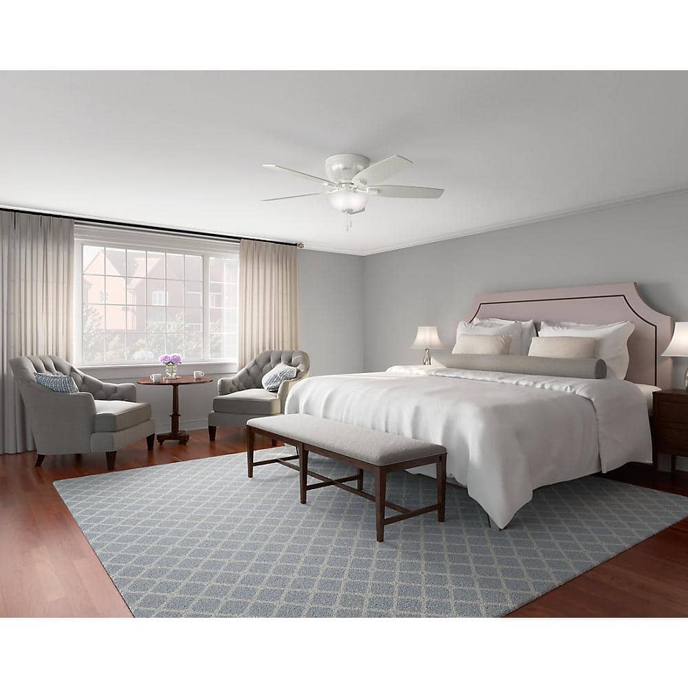 52'' Fresh White Low Profile Ceiling Fan with LED Light