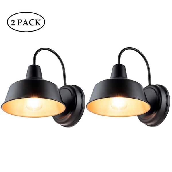 Hukoro 11 in. H 1-Light Bronze Finish with Gold-Painting Inside Hardwired Outdoor Barn Light Sconce