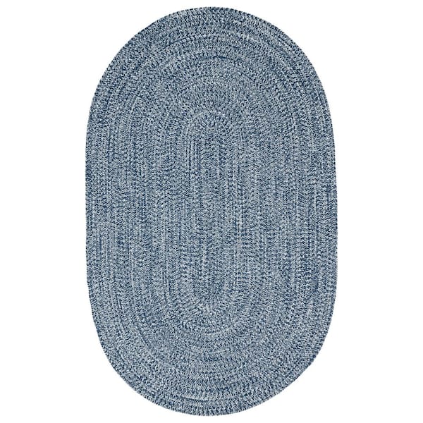 SUPERIOR Braided Denim Blue-White 3 ft. x 5 ft. Reversible Transitional Polypropylene Indoor/Outdoor Area Rug