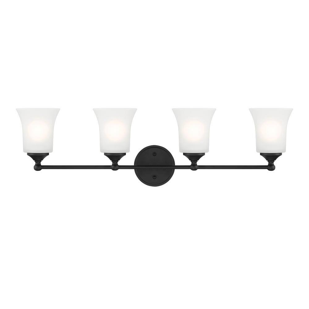 Bronson 31.75'' Matte Black Outdoor Vanity Light with Frosted Glass