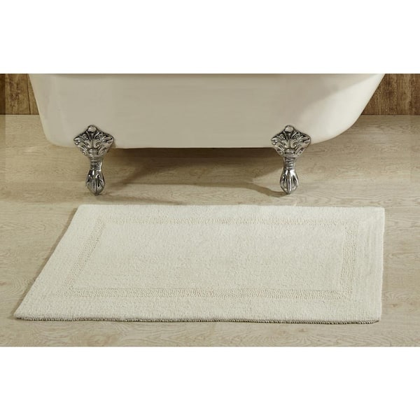 Better Trends Lux Collection Ivory 21 in. x 34 in. 100% Cotton Reversible Race Track Pattern Bath Mat Rug