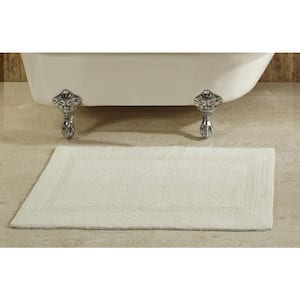 Lux Collection Ivory 24 in. x 40 in. 100% Cotton Reversible Race Track Pattern Bath Rug