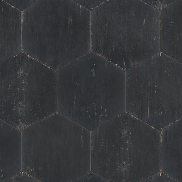 Merola Tile Retro Hex Nero 14-1/8 in. x 16-1/4 in. Porcelain Floor and Wall Tile (11.07 sq. ft./Case)