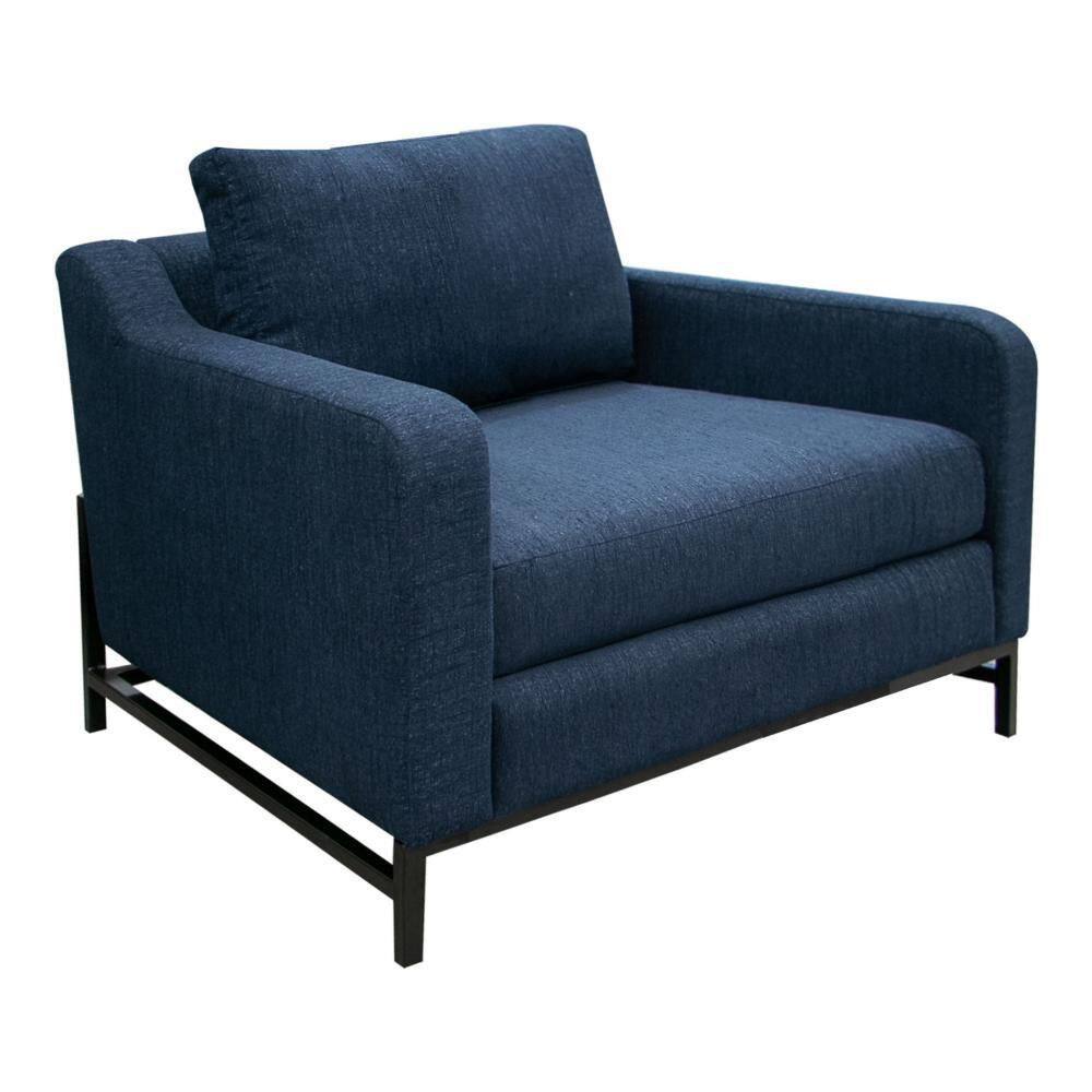 Raed Navy Blue and Black Polyester Accent Chair with Lumbar Pillow