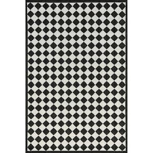 Myka Checkered Black And White 4 ft. x 6 ft. Indoor/Outdoor Area Rug