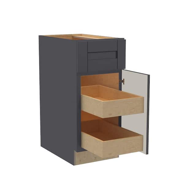 Home Decorators Collection Washington 18 in. W x 24 in. D x 34.5 in. H Assembled Plywood Base Kitchen Cabinet in Onyx with Soft Close Door RH